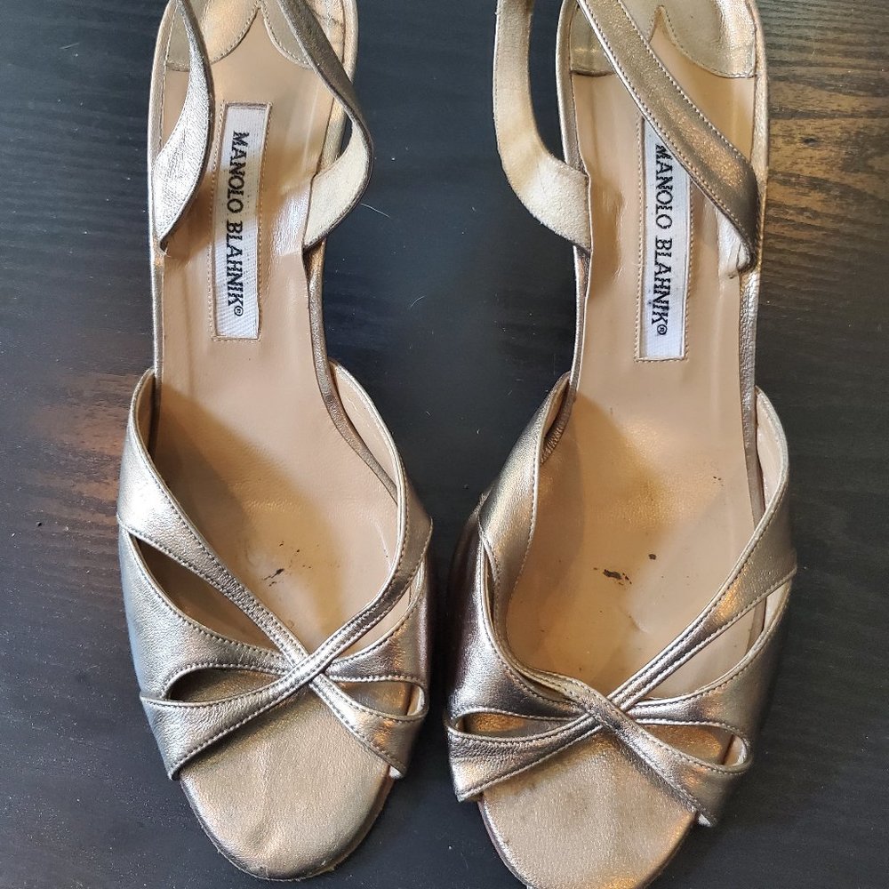 Manolo Blahnik Silver Party Heels